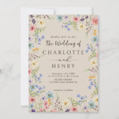 Moderner QR-Code Rustikale Einfache Wildblume Hoch Einladung (Vorderseite)