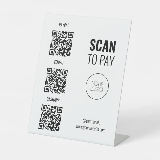 Moderner QR Code Salon Scan to Pay Sockelschild (Vorderseite)