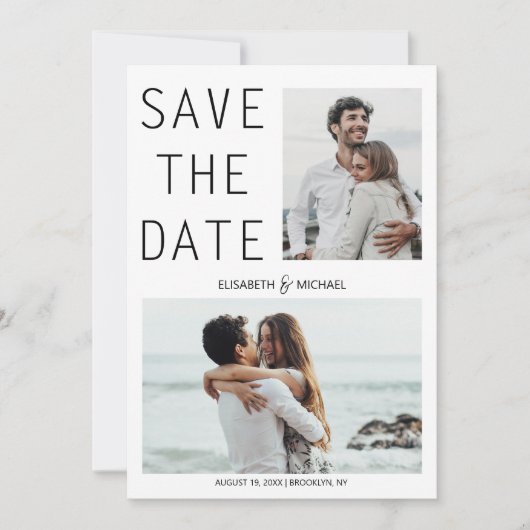 Moderner QR-Code Save the Date Foto Hochzeit Einladung (Vorderseite)