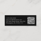 Moderner QR-Code Schwarz Mini Visitenkarte (Rückseite)