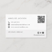 Moderner QR CODE schwarz-weiß mit Monogramm Visitenkarte (Rückseite)