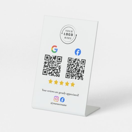 Moderner QR-Code Social Media | Benutzerdefinierte Sockelschild (Vorderseite)