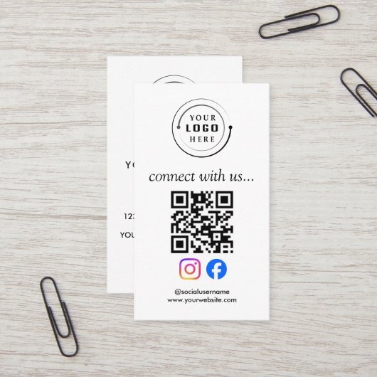 Moderner QR-Code Social Media | Benutzerdefinierte Visitenkarte (Vorderseite/Rückseite Beispiel)