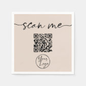 Moderner QR Code Tan Serviette (Vorderseite)