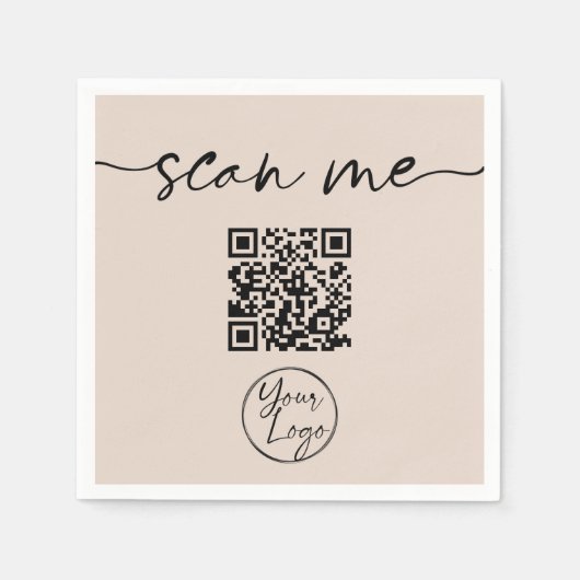 Moderner QR Code Tan Serviette (Vorderseite)