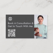 Moderner QR Code Tech Savvy Sleek Schwarz Grau sau Visitenkarte (Rückseite)