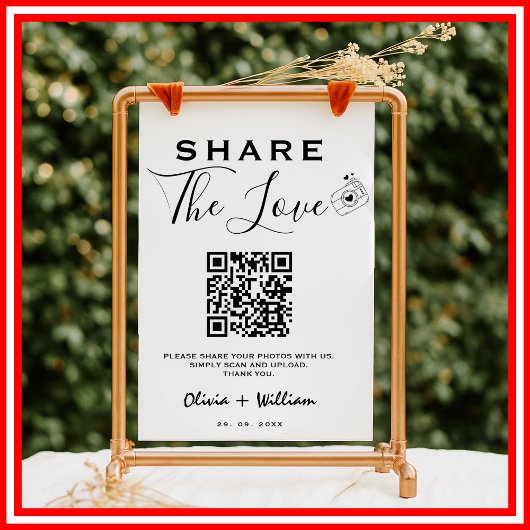 Moderner QR-Code | Teile die Liebe Hochzeitsschild Poster