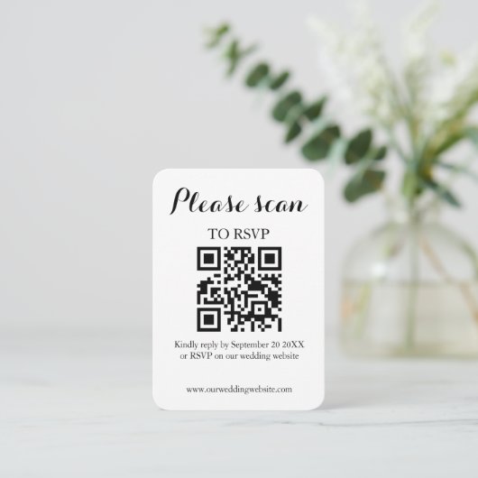 Moderner QR Code & UAWG Wedding Begleitkarte (Stehend Vorderseite)