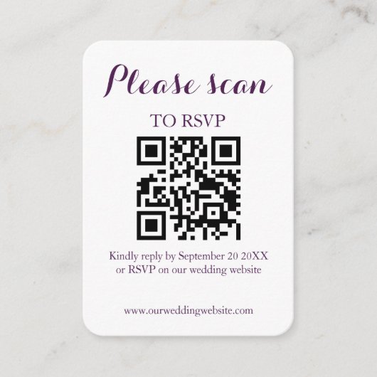 Moderner QR Code & UAWG Wedding Begleitkarte (Vorderseite)
