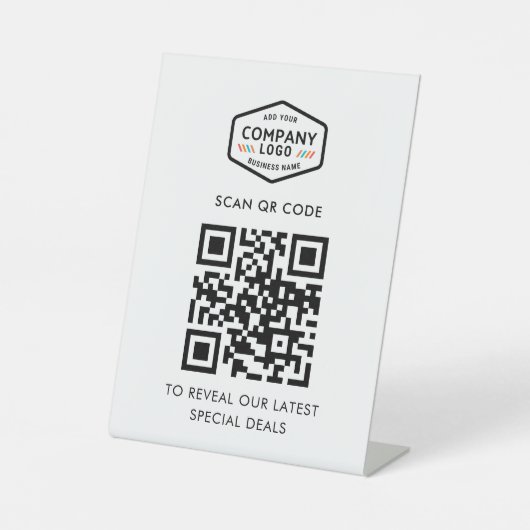 Moderner QR-Code und digitales Geschäftslogo Sockelschild (Vorderseite)