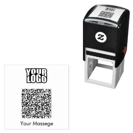 moderner Qr-Code und Geschäftslogo, Nachricht Permastempel (Beispiel)
