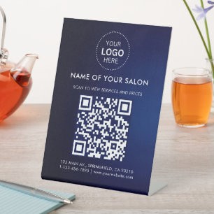 Moderner QR-Code und Logo für ein Blue Salon Gesch Sockelschild