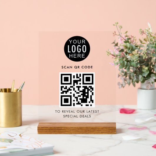 Moderner QR-Code und Minimalistische Geschäftslogo Acrylschild (Hochzeit)