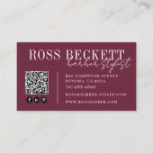 Moderner QR-Code-Visagist für Herren Visitenkarte (Vorderseite)