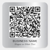 Moderner QR-Code Werbe-Silber Quadratischer Aufkleber (Vorderseite)