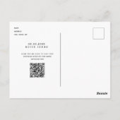 Moderner QR-Foto-Code Save the Date Invitati Postkarte (Rückseite)