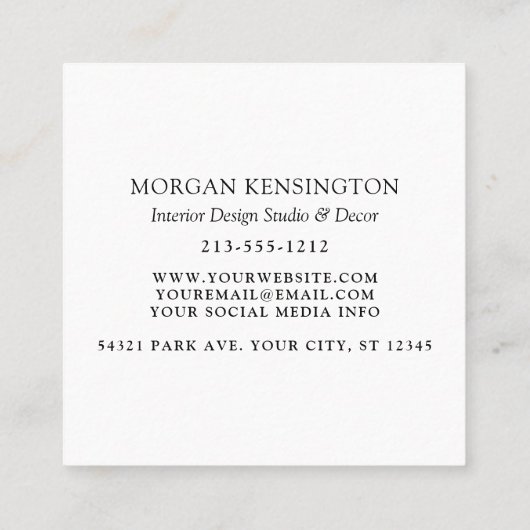 Moderner QR-Scan-Code für Monogramme oder Add-Logo Quadratische Visitenkarte (Rückseite)