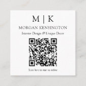 Moderner QR-Scan-Code für Monogramme oder Add-Logo Quadratische Visitenkarte (Vorderseite)