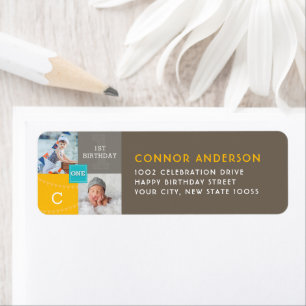 Moderner quadratischer Entwurf ONE Boy Foto-Geburt