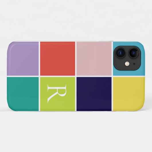 Moderner quadratischer Farbblock mit Monogramm Case-Mate iPhone Hülle (Rückseite (Horizontal))