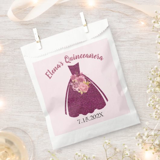 Moderner Quinceañera Glitzer Gown Geschenktütchen (Ausgeschnitten)