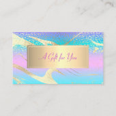 Moderner Rahmen, Gold Konfetti Holographic Opal Rabattkarte (Vorderseite)