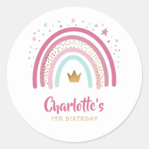 Moderner Rainbow Birthday Party Classic Sticker