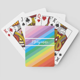 Moderner Rainbow-Farbstreifen-Individuelle Name Spielkarten