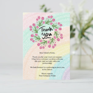 Moderner Rainbow Floral Small Business Client Dankeskarte
