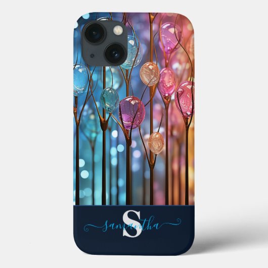 Moderner Rainbow-Glitzer Edelsteine Mit Monogramm Case-Mate iPhone Hülle (Rückseite)