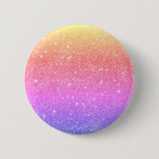 Moderner Rainbow Glitzer Glam Button (Vorderseite)