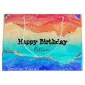 Moderner Rainbow-Glitzer individuell anpassbar Große Geschenktüte (Vorderseite)