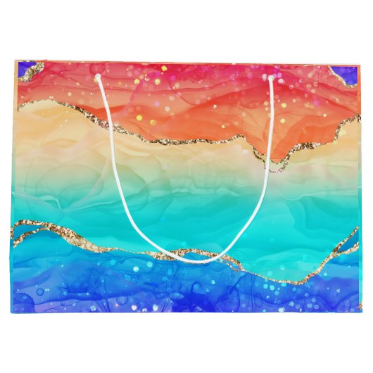 Moderner Rainbow-Glitzer individuell anpassbar Große Geschenktüte (Rückseite)