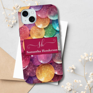 Moderner Rainbow Glitzer Mit Monogramm Chic Custom Case-Mate iPhone Hülle