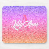 Moderner Rainbow-Glitzer Personalisiert Monogram Mousepad (Vorne)