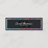 Moderner Rainbow-Glitzer und schwarzer Haarstylist Mini Visitenkarte (Rückseite)