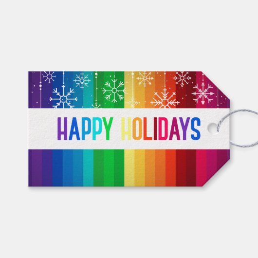 Moderner Rainbow Holiday Geschenkanhänger (Vorderseite (Horizontal))