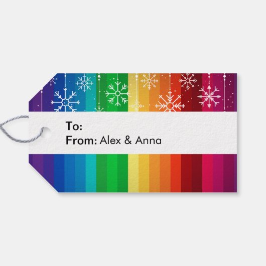 Moderner Rainbow Holiday Geschenkanhänger (Rückseite Horizontal)