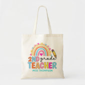 Moderner Rainbow-Lehrer Personalisiert Tragetasche (Vorne)