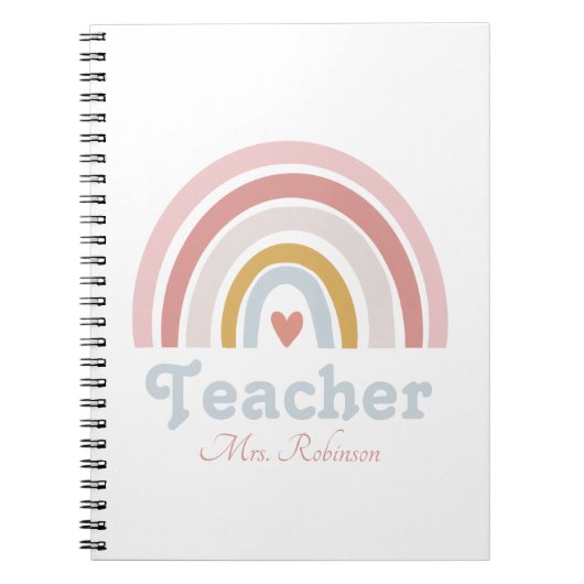 Moderner Rainbow-Personalisiert-Lehrer Notizblock (Vorderseite)