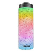 Moderner Rainbow-Raindrops-Individuelle Name Thermosbecher (Vorderseite)