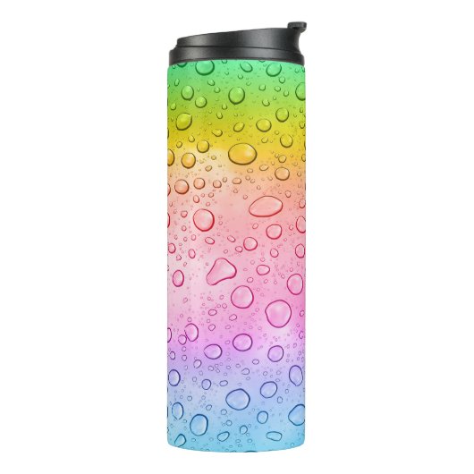 Moderner Rainbow-Raindrops-Individuelle Name Thermosbecher (Nach links gedreht)
