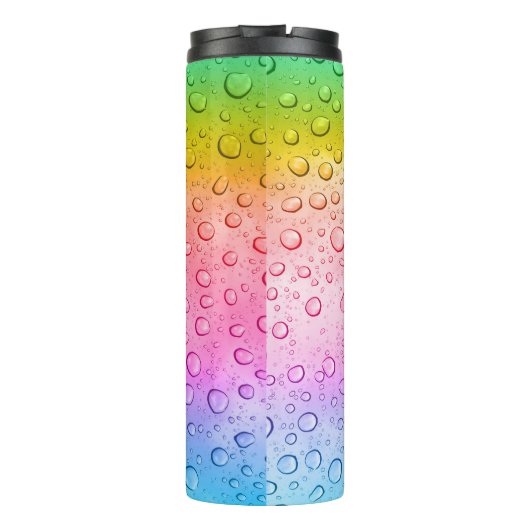 Moderner Rainbow-Raindrops-Individuelle Name Thermosbecher (Rückseite)