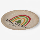 Moderner Rainbow Weihnachtsbaum 20xx Add Year 9" Pappteller (Schrägansicht)