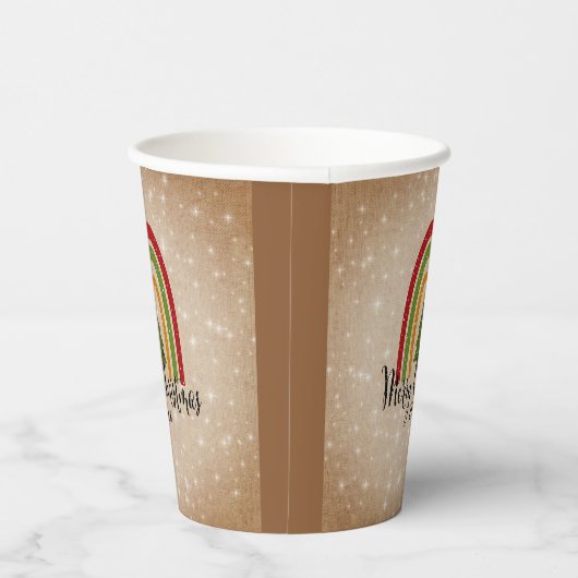 Moderner Rainbow Weihnachtsbaum 20xx Add Year Pappbecher (Rechts)