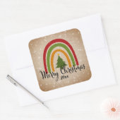 Moderner Rainbow Weihnachtsbaum 20xx Add Year Quadratischer Aufkleber (Umschlag)
