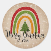 Moderner Rainbow Weihnachtsbaum 20xx Add Year Runder Aufkleber (Vorderseite)