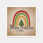 Moderner Rainbow Weihnachtsbaum 20xx Add Year Serviette (Vorderseite)