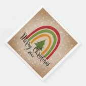 Moderner Rainbow Weihnachtsbaum 20xx Add Year Serviette (Ecke)