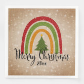 Moderner Rainbow Weihnachtsbaum 20xx Add Year Serviette (Vorderseite)
